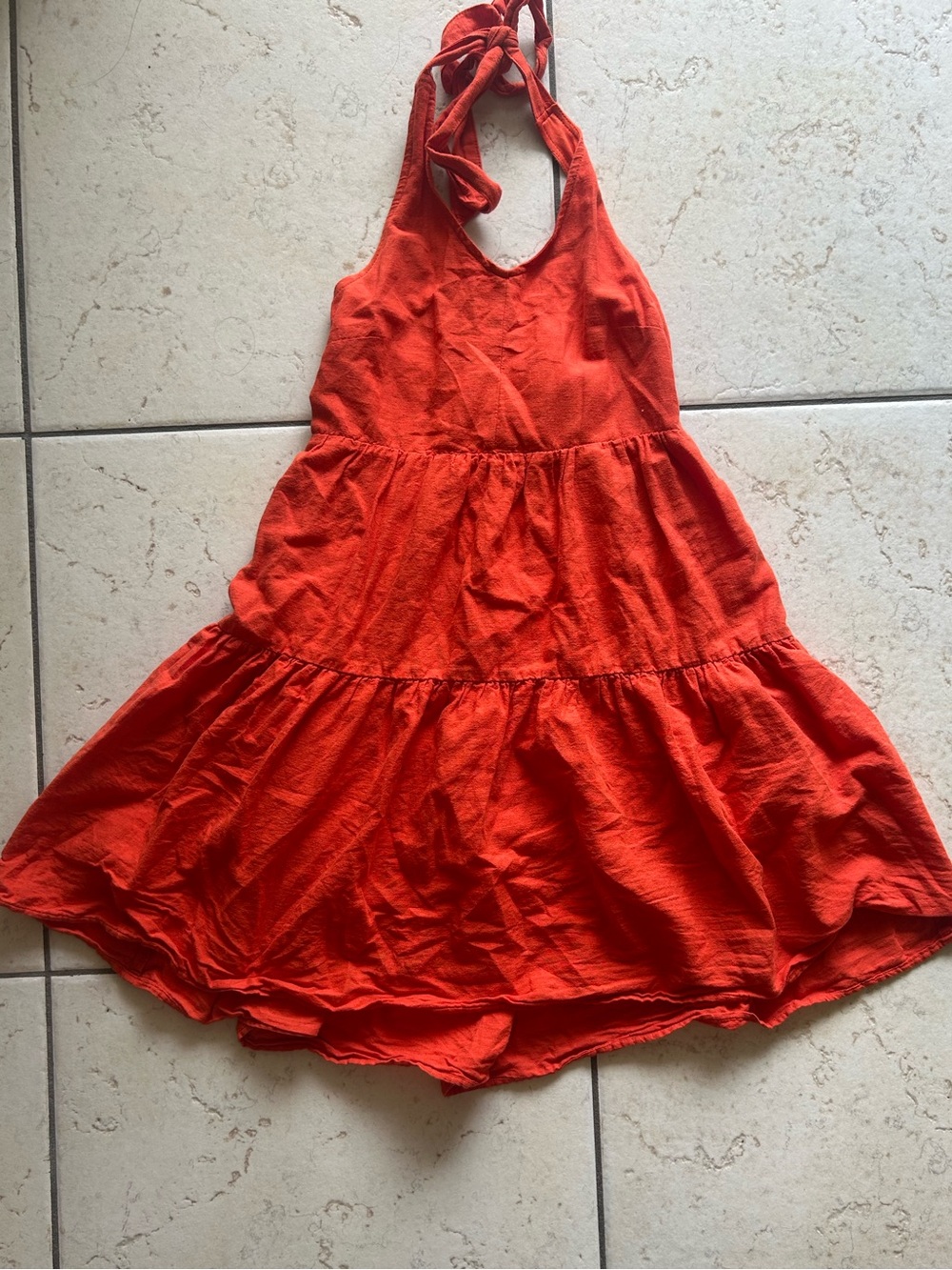 American Eagle Outfitters Red Halter Tiered Mini Dress